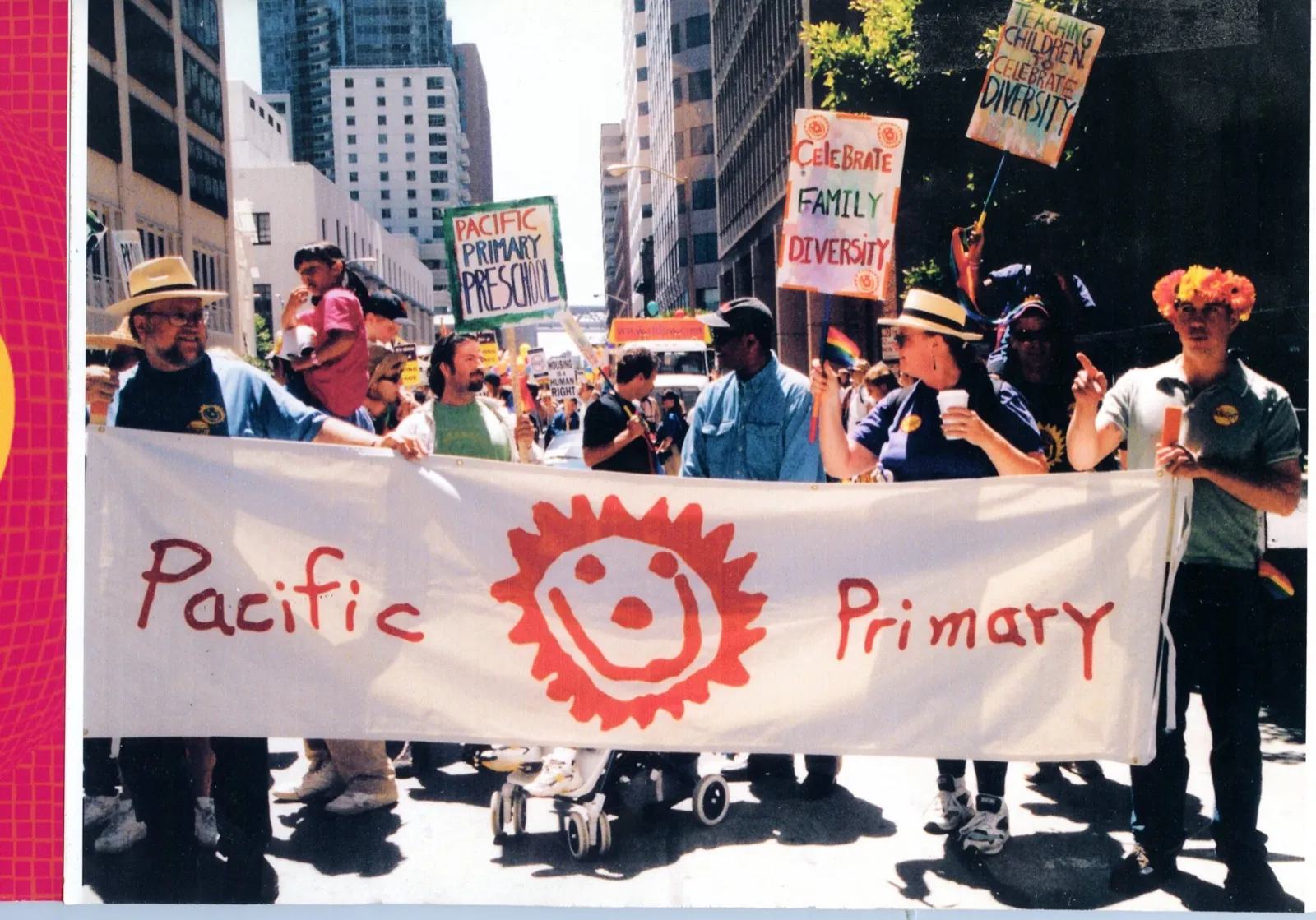 Pacific Primary families marching in the 1999 San Francisco Pride Parade