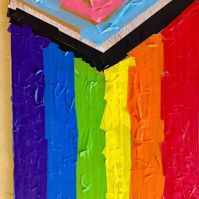 Penguins (2-3YO) make a Pride Flag! The children have been very interested in working with tape as an art medium.

#paci