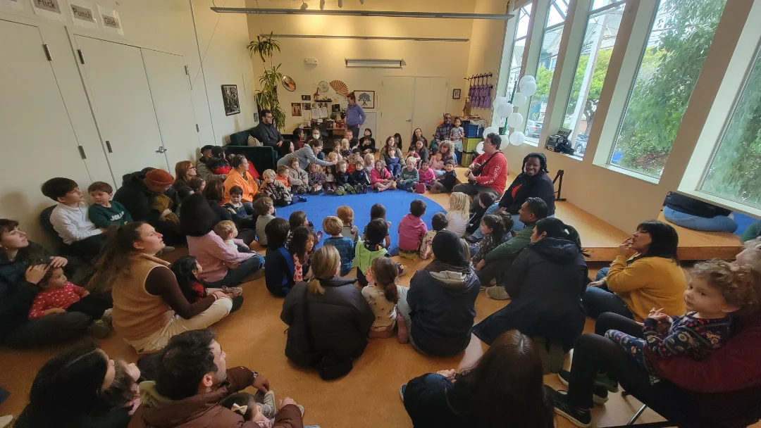 Families celebrating together at Pacific Primary