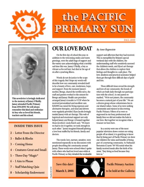 Cover of the 2000–2001 Pacific Primary Sun