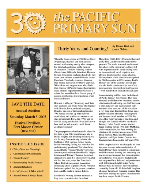 Cover of the 2004–2005 Pacific Primary Sun