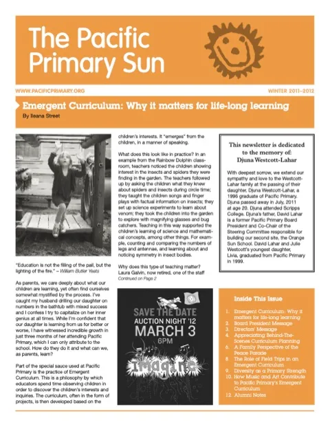 Cover of the 2011–2012 Pacific Primary Sun