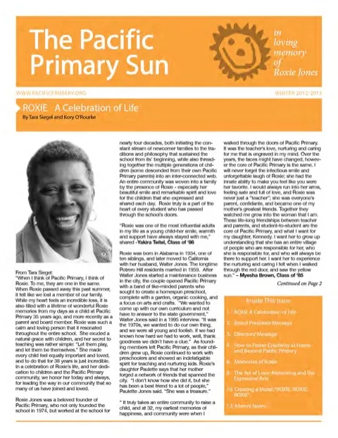 Cover of the 2012–2013 Pacific Primary Sun