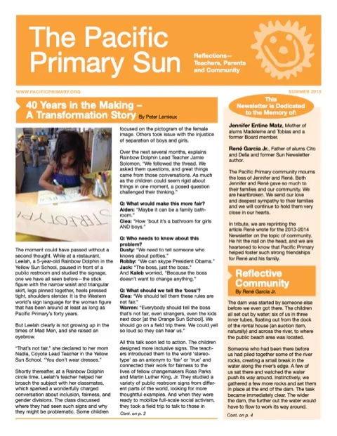 Cover of the 2014–2015 Pacific Primary Sun
