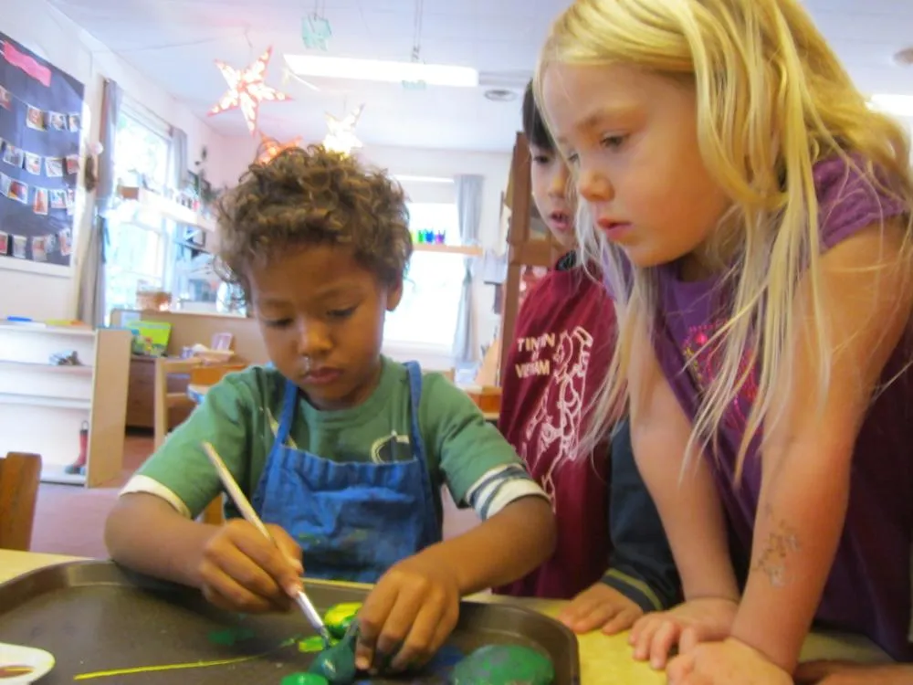 Children deep in creative play